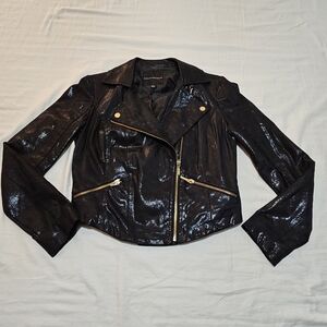 Rock & Republic Shiny Black Leather Jacket